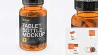 6423+ Orange Pill Bottle PSD Mockup High-Angle Shot Photoshop Freebie