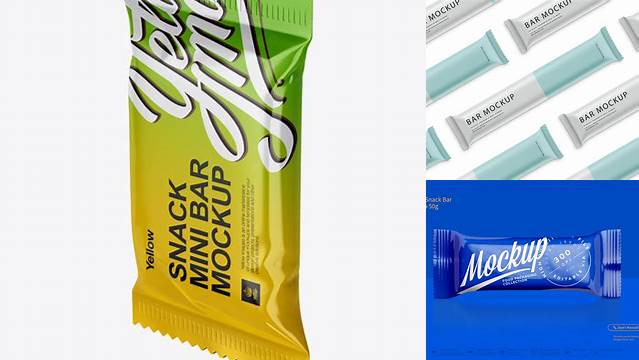 6425+ Small Glossy Snack Bar PSD Mockup Halfside View High-Quality Editable PSD