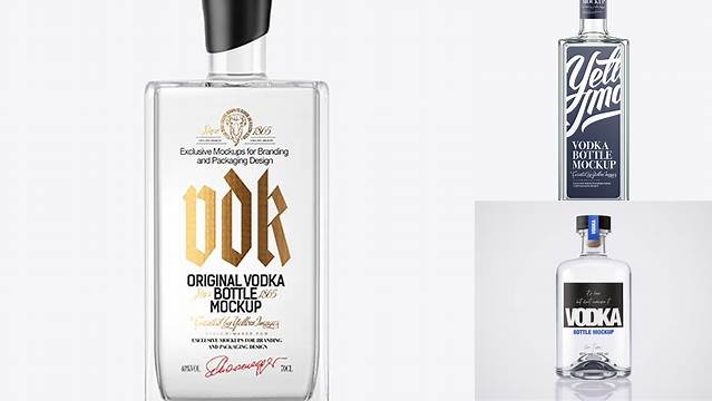 6426+ Square Vodka Bottle with Wax PSD Mockup Professional Quality PSD Freebie