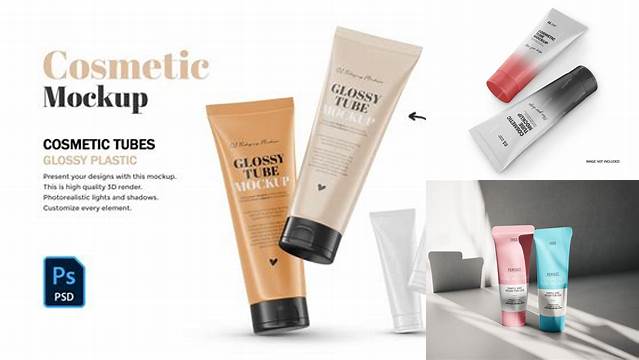 6429+ Glossy Plastic Cosmetic Tube PSD Mockup Elegant and Stylish Mockup