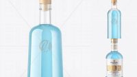 6430+ Clear Glass Gin Bottle with Wooden Cap PSD Mockup Creative Layered Design File