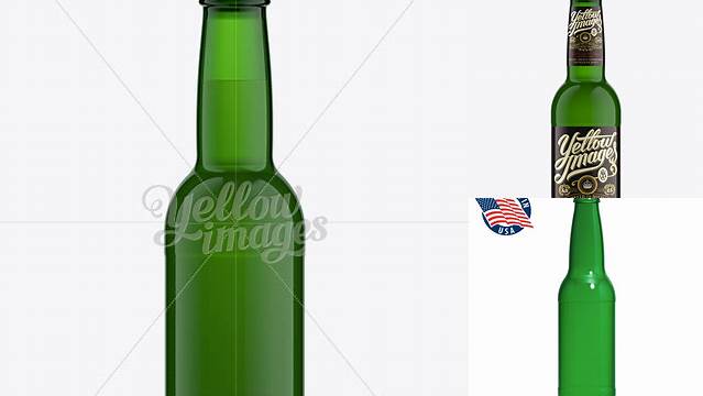 6432+ 250ml Longneck Green Glass Bottle PSD Mockup Professional Quality Freebie PSD File