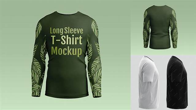 6432+ Men's Baseball T-shirt with Long Sleeves PSD Mockup Side View For Free Download