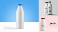 6438+ Clear Bottle with Milk PSD Mockup Easy-to-Edit PSD