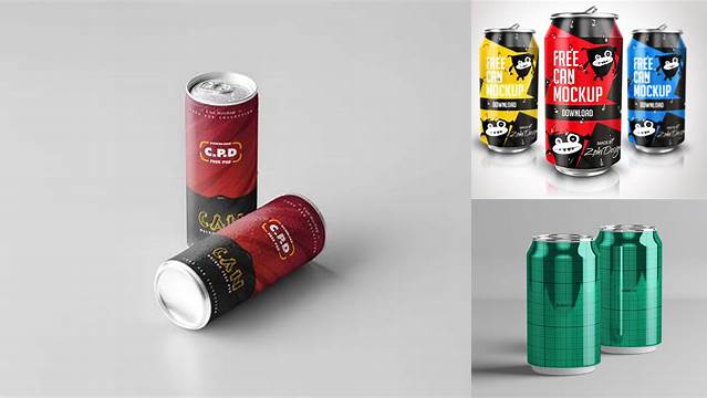 6439+ PET Can with Green Drink PSD Mockup Download Free