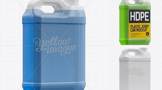 6440+ Transparent Plastic Jerrycan with Liquid PSD Mockup Halfside Back View Free Editable Photoshop Template