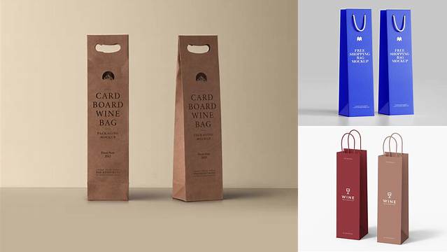 6441+ Wine Paper Bag Mockup Versatile PSD Mockup File