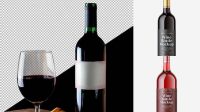 6445+ Dark Green Glass Bottle with Red Wine PSD Mockup Modern PSD Templates