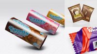 6449+ Glossy Candy Package PSD Mockup Half Side View Advanced Editable PSD