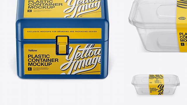 6449+ Plastic Container with Lock PSD Mockup Front View High-Angle Shot Fully Layered Photoshop Freebie