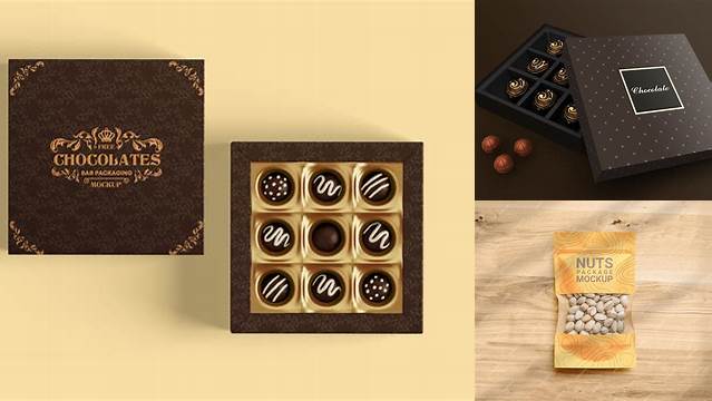 6458+ Box with Chocolate Nuts PSD Mockup Exclusive Layered PSD Mockup