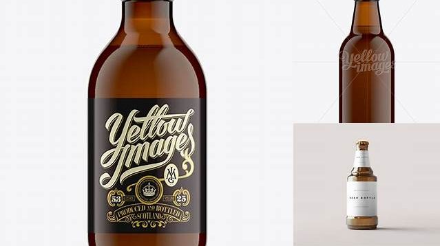 6459+ 25cl Stubby Amber Glass Bottle For Beer PSD Mockup Creative Free Photoshop Template