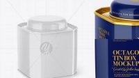 6460+ Glossy Octagonal Tin Box PSD Mockup High-Angle Shot Best for Showcase