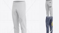 6460+ Men's Heather Cuffed Sweatpants Front Left Half-Side View Customizable Layered Design PSD