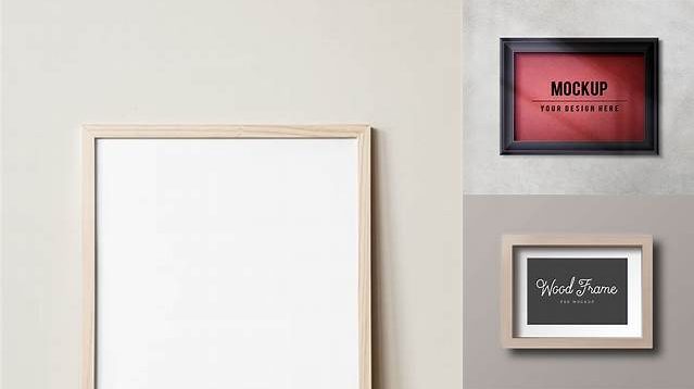 6464+ Wooden Photo Frame PSD Mockup Half-Side View Photoshop Resource Free