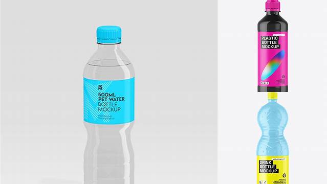 6466+ 500ml Glossy PET Bottle PSD Mockup Fully Customizable Photoshop Freebie