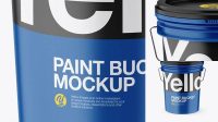 6466+ Matte Plastic Paint Bucket PSD Mockup High-Angle Shot Fully Customizable Photoshop Freebie