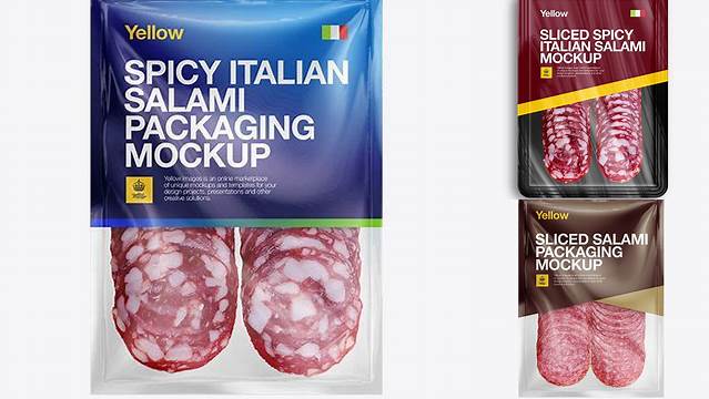 647+ Plastic Vacuum Bag with Spicy Italian Salami PSD Mockup Modern and Unique Freebie PSD