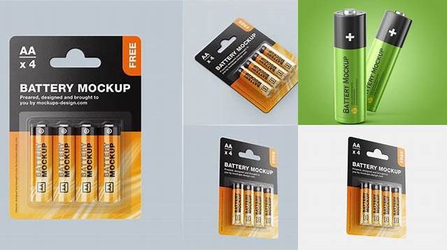 6472+ 4 Pack Battery AA PSD Mockup Advanced Photoshop Design Free