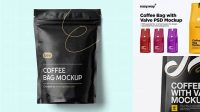 6478+ Matte Coffee Bag With Valve PSD Mockup Hero Shot Free Downloadable Graphic Resource