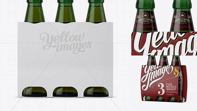 648+ White Paper 3 Pack Light Green Bottle Carrier PSD Mockup Smart Layer PSD