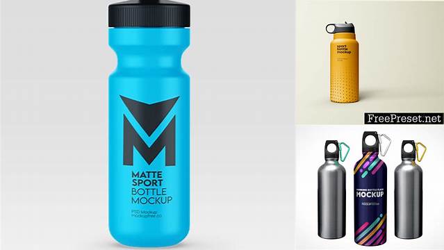 6483+ 32oz Matte Sport Bottle PSD Mockup Include TIFF