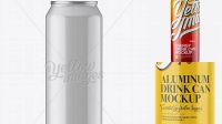 6484+ 500ml Glossy Aluminium Can PSD Mockup Eye-Level Shot Easy Editable