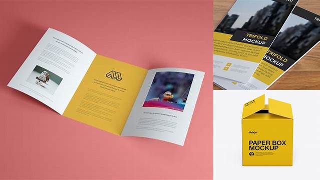 6484+ Opened Brochure PSD Mockup Front View High Angle Shot Fully Layered PSD Freebie