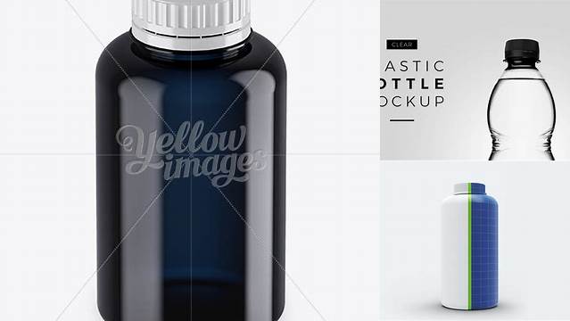 6487+ Blue Plastic Bottle PSD Mockup High-Angle Shot Advanced Photoshop Template