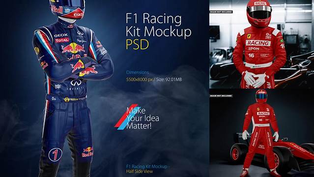 6492+ F1 Racing Kit PSD Mockup Side View Free Downloadable PSD