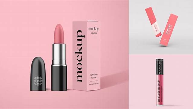 6494+ Glossy Lipstick With Metallic Ring PSD Mockup Download Now High-Quality PSD Template