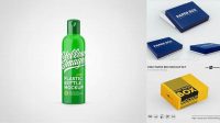 6494+ Glossy Plastic Bottle with Paper Box PSD Mockup Free Downloadable Graphic Resource