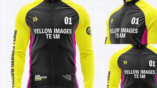 6494+ Men's Full-Zip Cycling Jersey PSD Mockup Back View Creative Design PSD Free Download