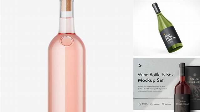 6495+ Clear Glass Pink Wine Bottle and Tube PSD Mockup Free Stylish PSD for Graphic Designers