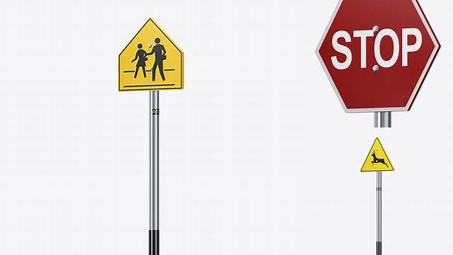 6495+ Glossy Traffic Sign PSD Mockup Half Side View Professional Quality Freebie PSD File