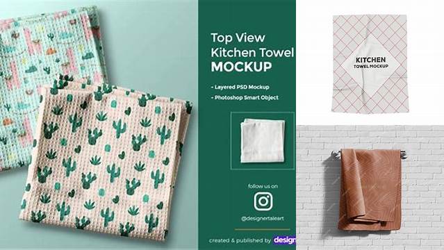 6495+ Kitchen Towel PSD Mockup Top View Premium Mockup Freebie