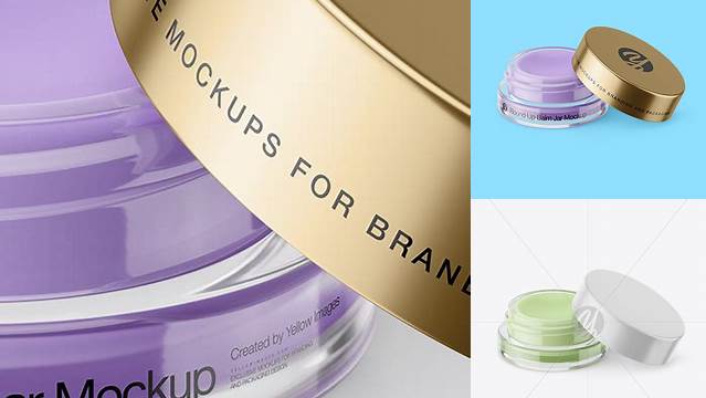 6497+ 5ml Opened Lip Balm Jar with Matte Cap PSD Mockup High-Angle Shot High-End PSD Download