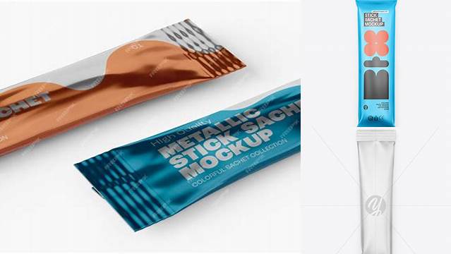 6497+ Matte Metallic Stick Sachet PSD Mockup Back View Layered PSD for Easy Editing