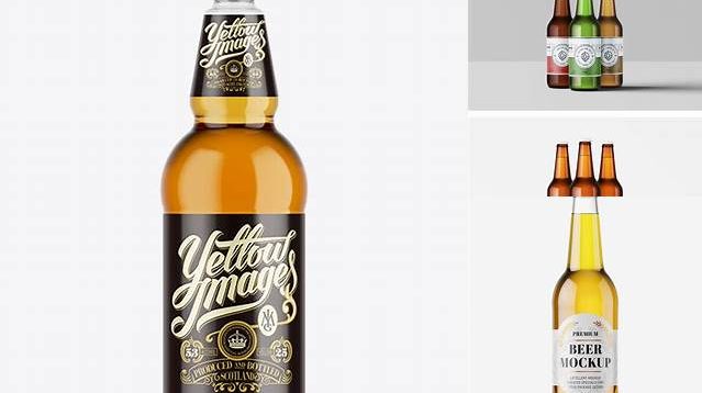 650+ Clear Plastic Gold Beer Bottle PSD Mockup High-Resolution PSD Download