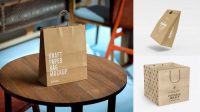 650+ Square Kraft Paper Bag PSD Mockup Half Side View PSD for Creative Projects