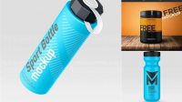 6502+ Metallic Plastic Sport Nutrition Bottle PSD Mockup Front View Editable Mockup PSD