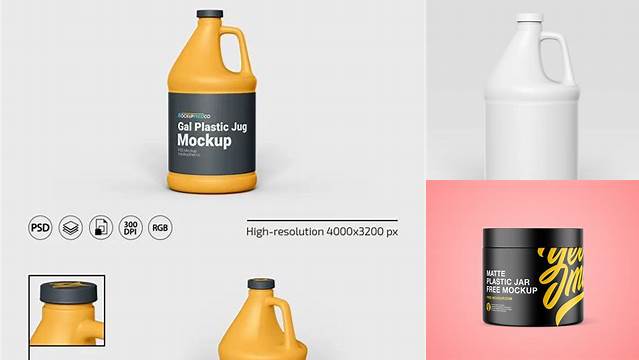 6504+ Matte Plastic Jug PSD Mockup Back Half Side View High-End Photoshop Mockup