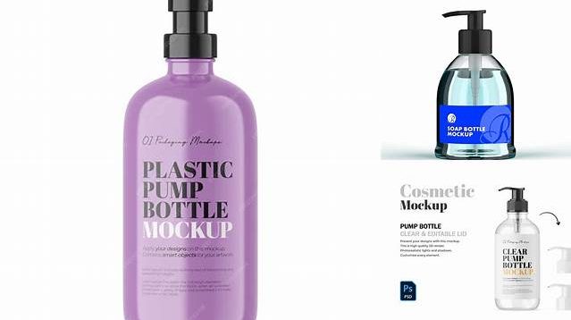 6504+ Plastic Soap Bottle PSD Mockup Front View Modern PSD Templates