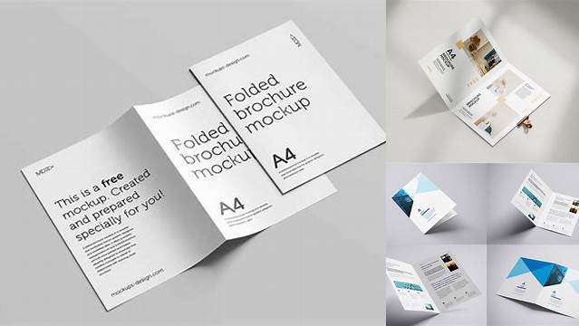 6505+ A4 Bifold Brochure Mockup Free Download High Resolution