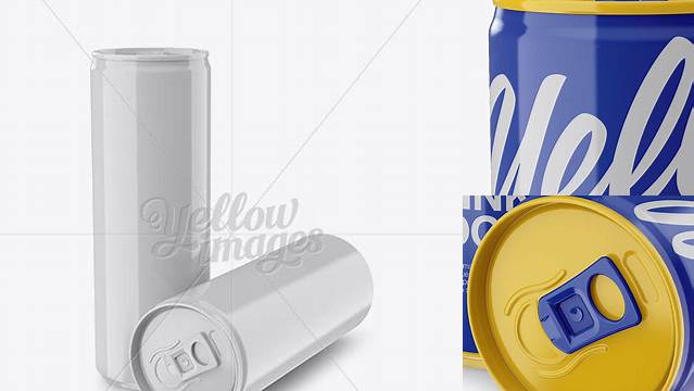 6507+ Two 250ml Glossy Aluminium Cans PSD Mockup High-Quality Design Free PSD