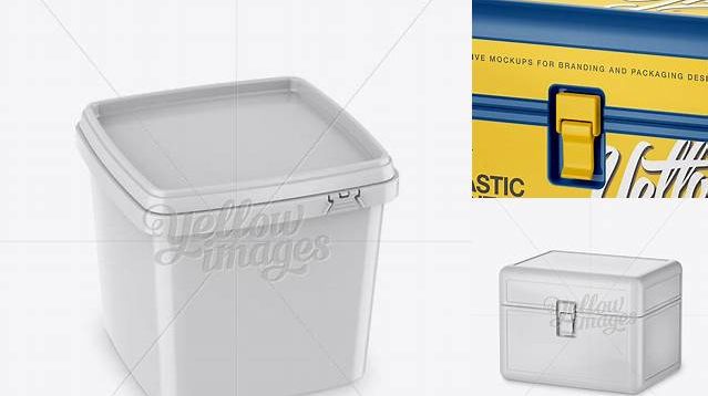 6509+ Plastic Container with Lock PSD Mockup Halfside View High-Angle Shot Modern PSD Templates