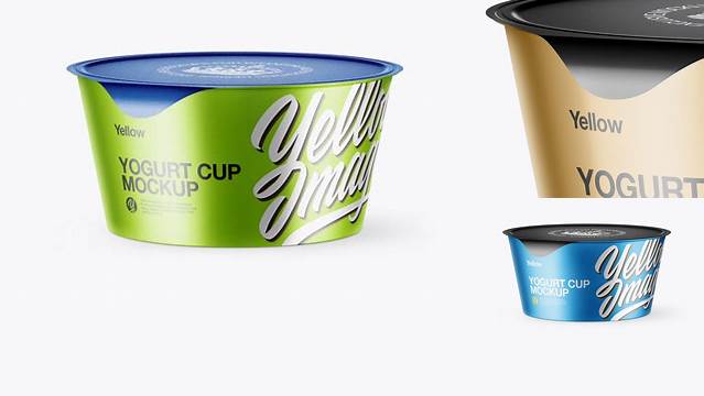 651+ Metallic Yogurt Cup PSD Mockup High-Angle Shot Exclusive Layered PSD Mockup