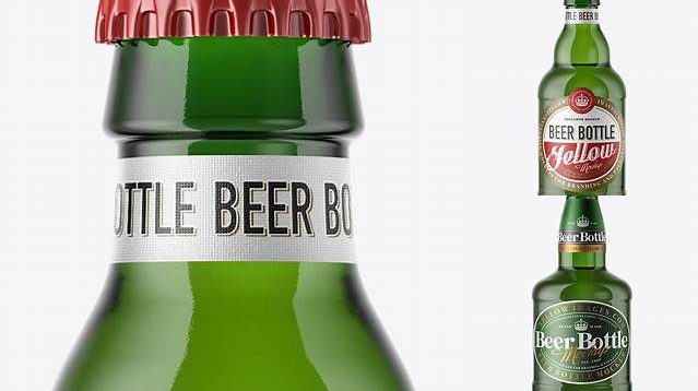 6514+ 330ml Green Glass Lager Beer Bottle Free Mockup PSD Template