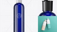 6515+ 250ml PET Blue Cosmetic Bottle PSD Mockup Smart Object Free Photoshop File