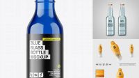 6517+ Blue Glass Drink Bottle PSD Mockup Customizable Photoshop Template